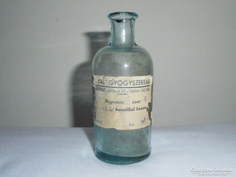 Régi gyógyszeres üveg palack - Angyal gyógyszertár  - Mezei Elek gyógyszerész - 1920-as évekből
