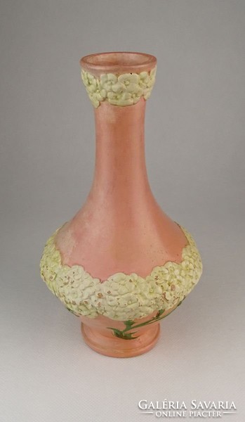 0P528 Antik jelzett rózsaszín terrakotta váza