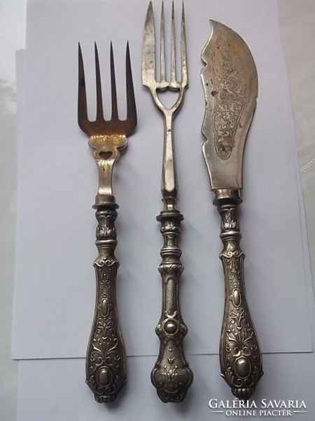 Silver serving set - antique - 1900s, mark.