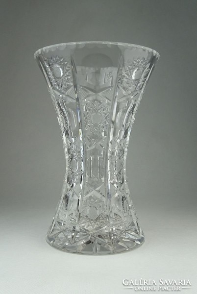 0P386 Csiszolt üveg kristály váza 20 cm