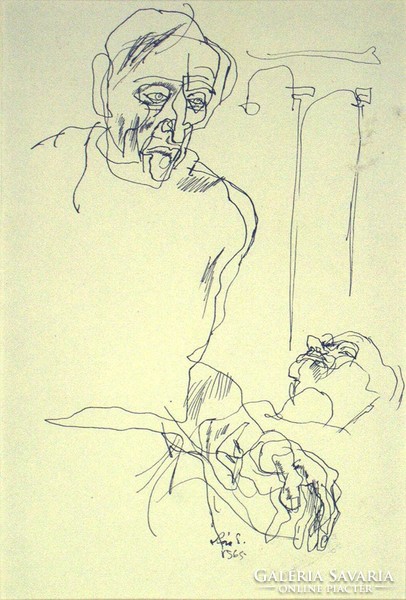 Szász Endre : Jelenet (könyvillusztráció) 1965