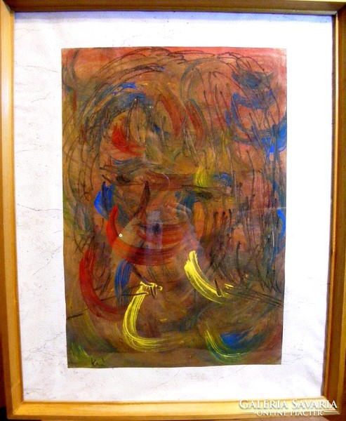 Lásd meg önmagad! Krizsánné Jutka kortárs festőművész akvarell papíron fa keretben, eredeti festmény