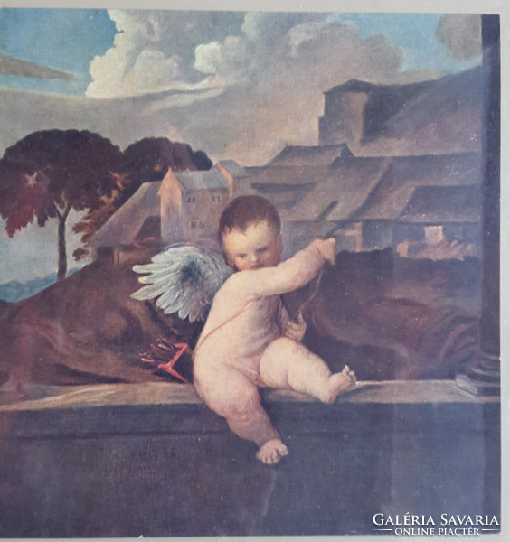 Tiziano: Amor, mérete a nyomatnak:16cmX17cm,a keret sérült! a nyomatot uj paszpartuba kell helyezni!