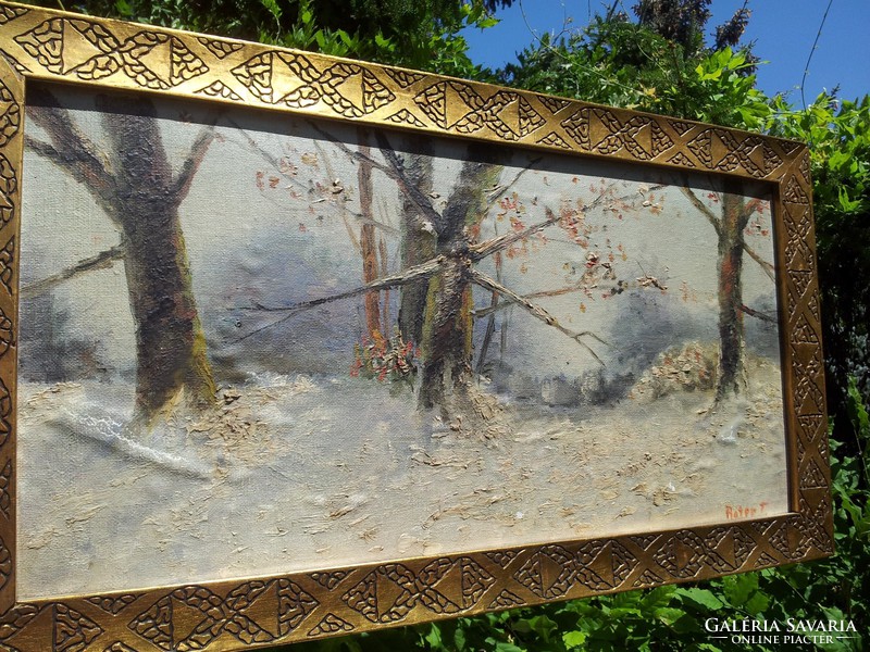 Winter forest, art nouveau painting