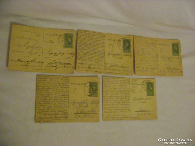 Levelezőlap 1936/37 - öt darab