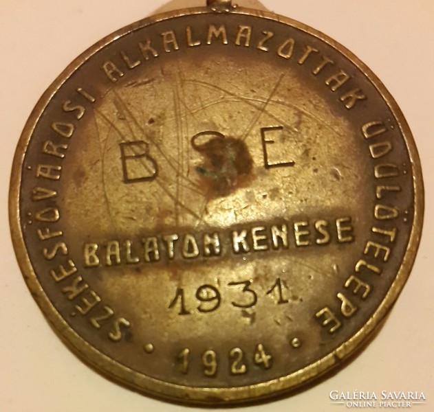 Sződy Szilárd? Székesfővárosi Alkalmazottak üdülőtelepe Balaton kenese 1924, bronz érem,mérete:41mm