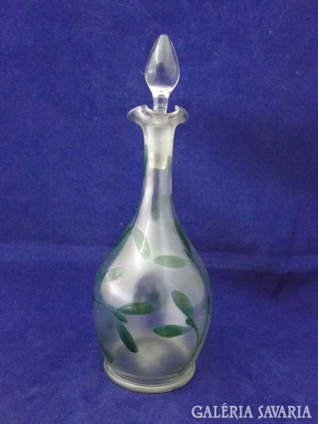 8116 Antik festett fújt üveg palack dugóval 24 cm
