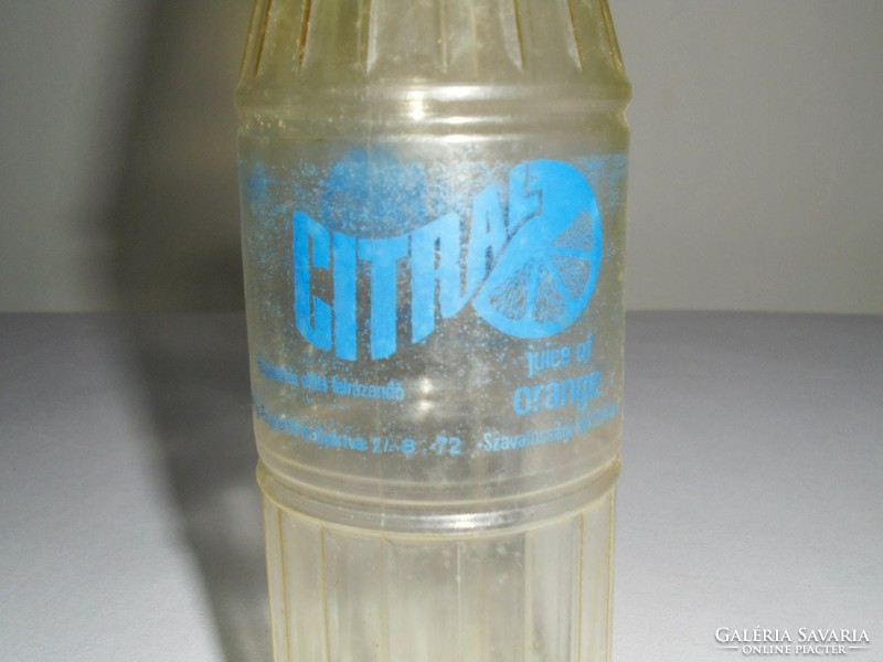 Retro CITRAL orange juice narancslé üdítő üdítős üveg - festett címke, műanyag palack - 1972-es