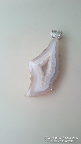 Unique huge large agate pendant with silver mounting 925