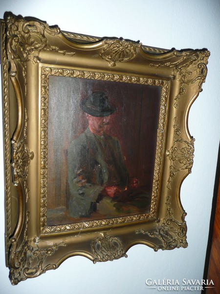 Dreamy antique blondel framed signed oil on canvas painting 44*40 cm