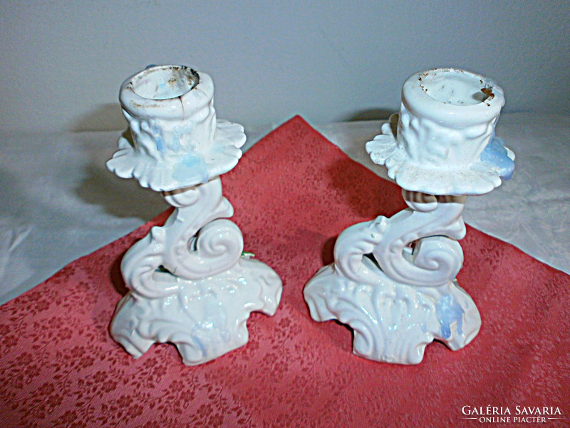 Porcelán rózsás , asztali gyertyatartó párban