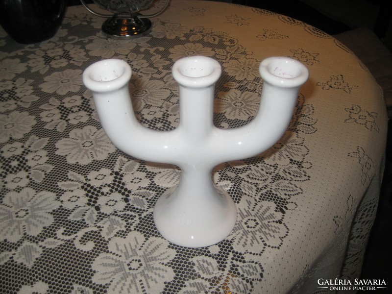 Candlestick, three branches, made of ceramic 19 cm