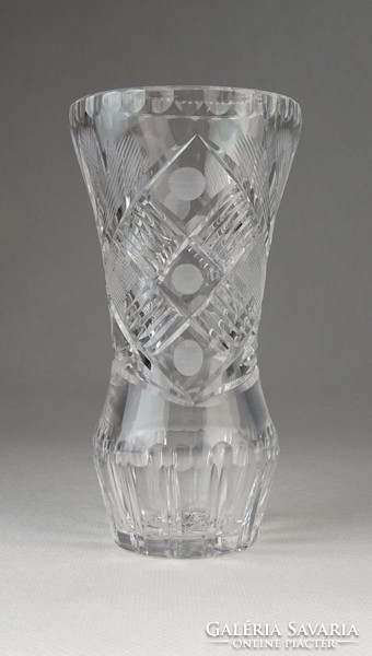 0P777 Régi hibátlan kristály váza 14 cm