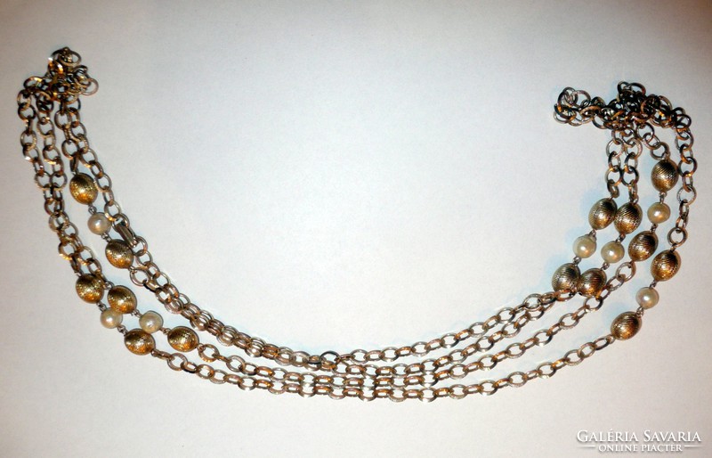 Arany és gyöngy design nyaklánc 160cm