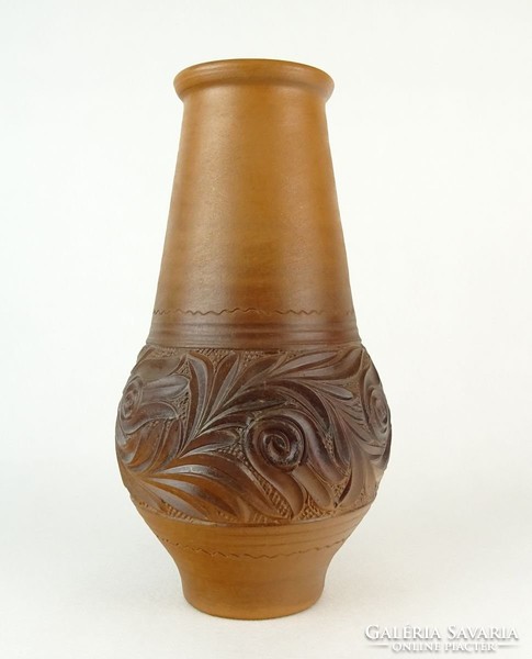 0P989 Barna korondi kerámia váza díszváza 31 cm