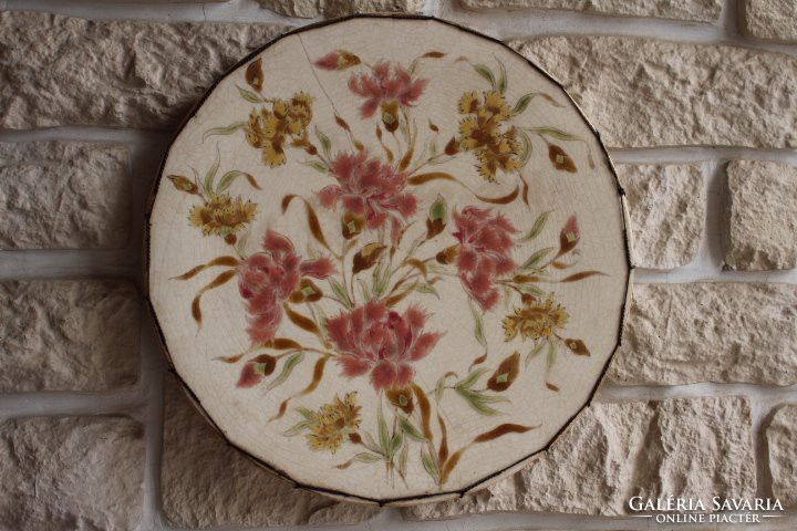 Antique xix century, Zolnay wall plate bowl .Family seal, Teresa, Juliet, Nicholas, centerpiece, serving