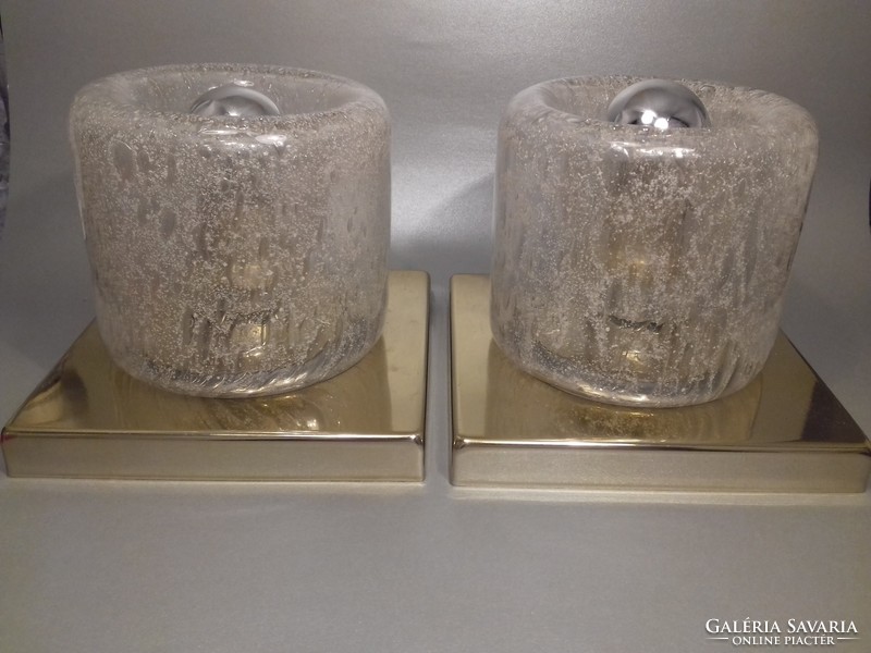Mid century DORIA design lámpa pár Muránói buborékos üveg búrával
