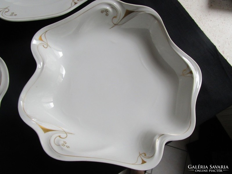 Art Nouveau shape and pattern porcelain bowl offering set of 5 gilded carlsbad austria marked