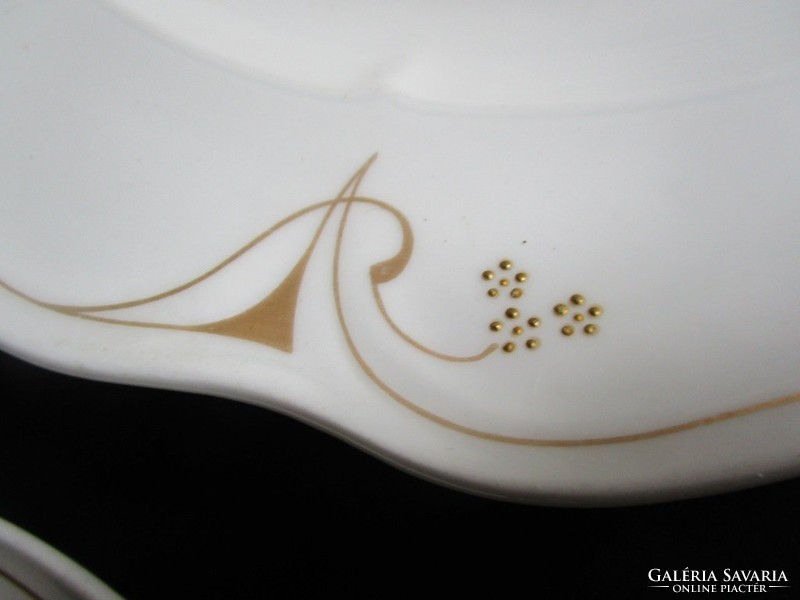 Art Nouveau shape and pattern porcelain bowl offering set of 5 gilded carlsbad austria marked