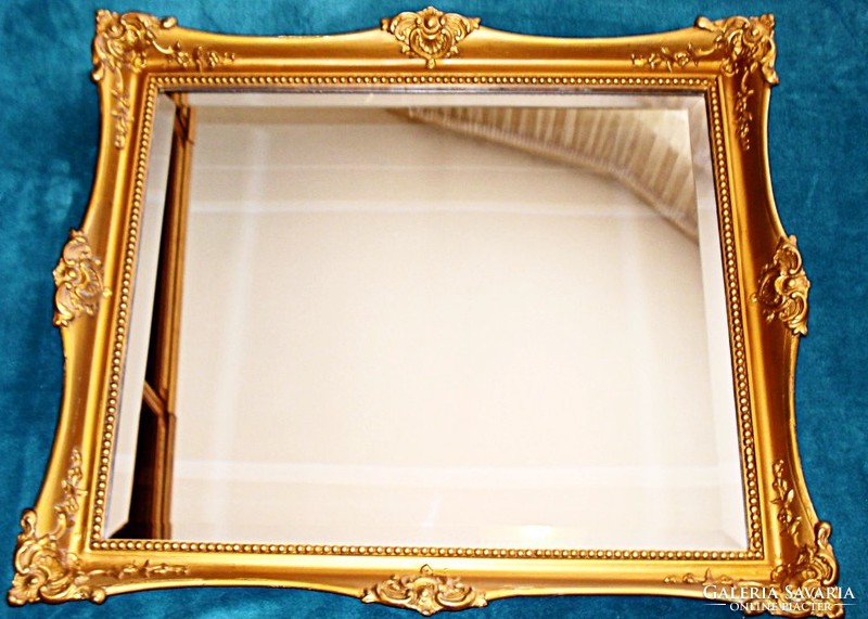 Elegant antique blondel framed carved wall mirror (72 x 62 cm)