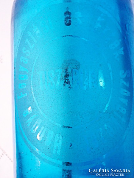 Hangya, porcelán fejű,  kék színű szódásüveg (Kont Oszkár fej)