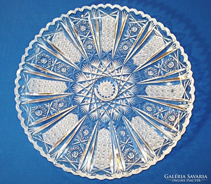 Bohemia, nagy méretű kristály süteményes tál (átm: 29 cm)