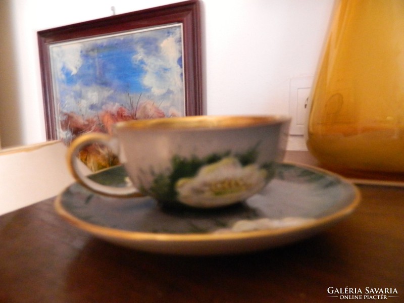 Arzberg hand-painted unique luxury cup coaster with small plate - handgemalt