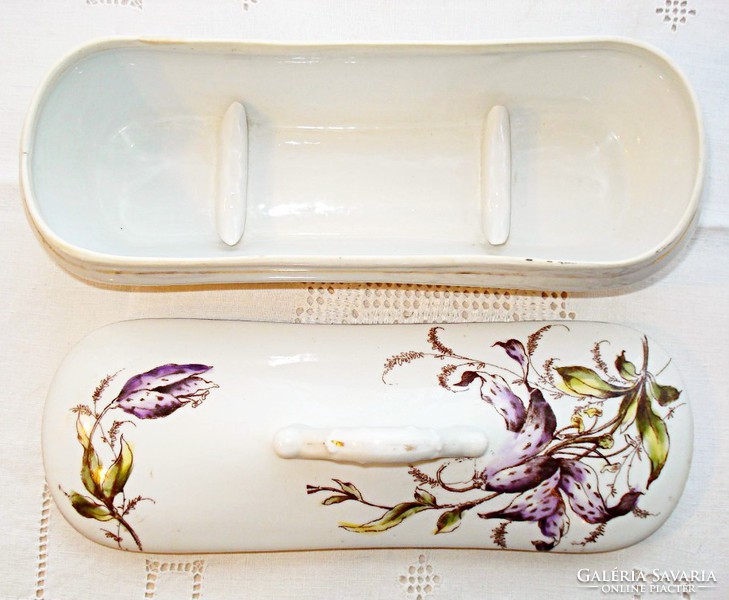 Art Nouveau, hand-painted, bathroom storage container