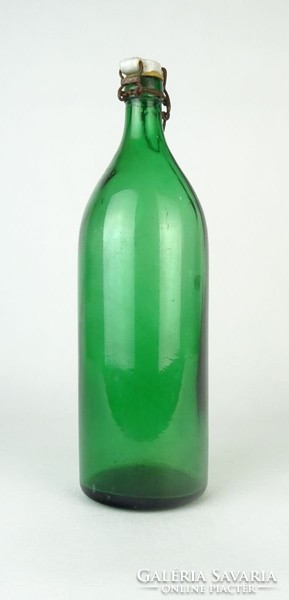 0Q059 Régi nagyméretű zöld csatos üveg 33.5 cm