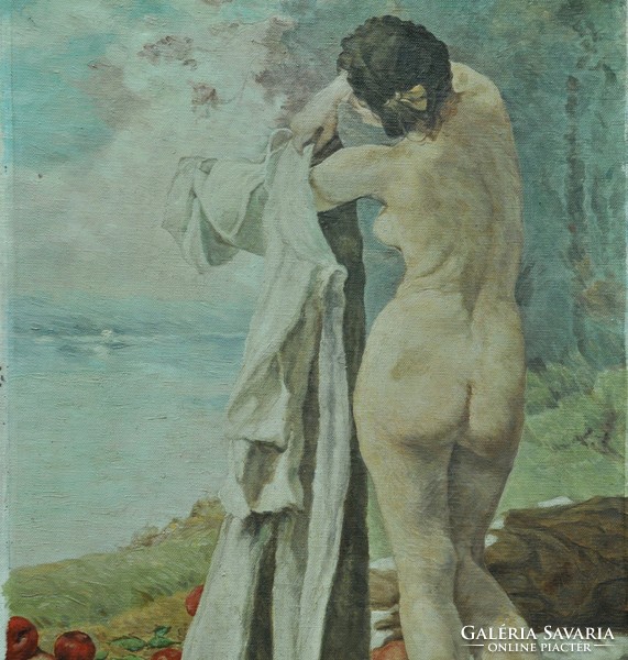 Ismeretlen festő: Akt vízparton , 1900 k.