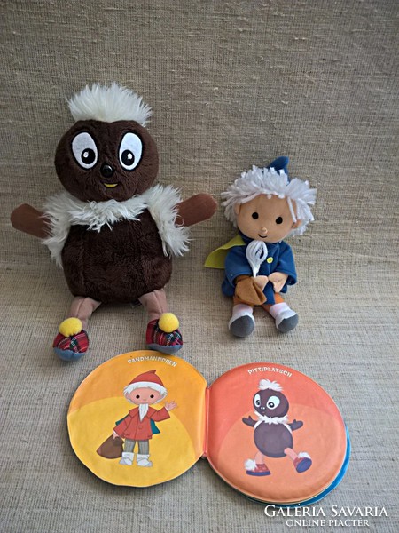 Brand marked plush chestnut doll, dream elf fairy tale figure with plastic story book