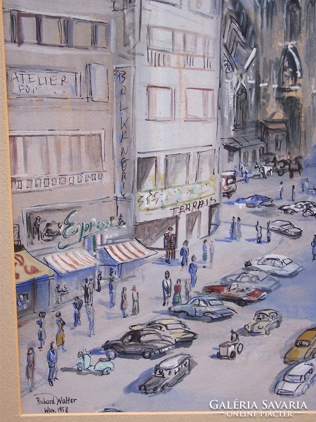 Richard Walter (1903.-?): Bécsi utcakép, akvarell