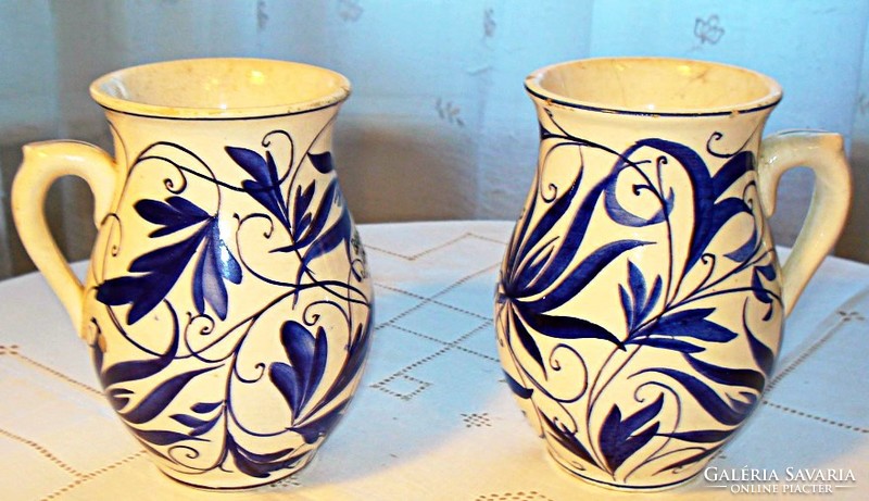 Antique Városlőd wall bowl and jugs with handles (one jug with a Balaton memorial inscription)