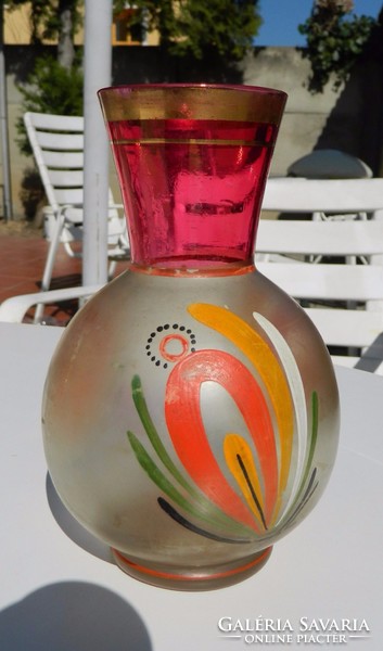 Biedermeier hand painted vase