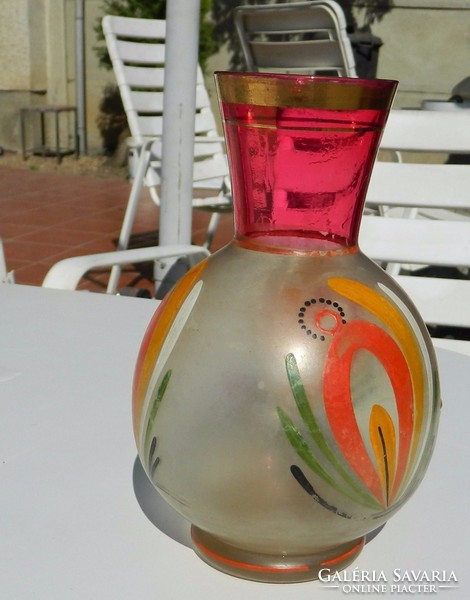 Biedermeier hand painted vase