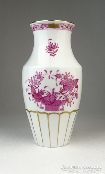 0Q412 Indiai kosaras Herendi porcelán váza 19.5 cm