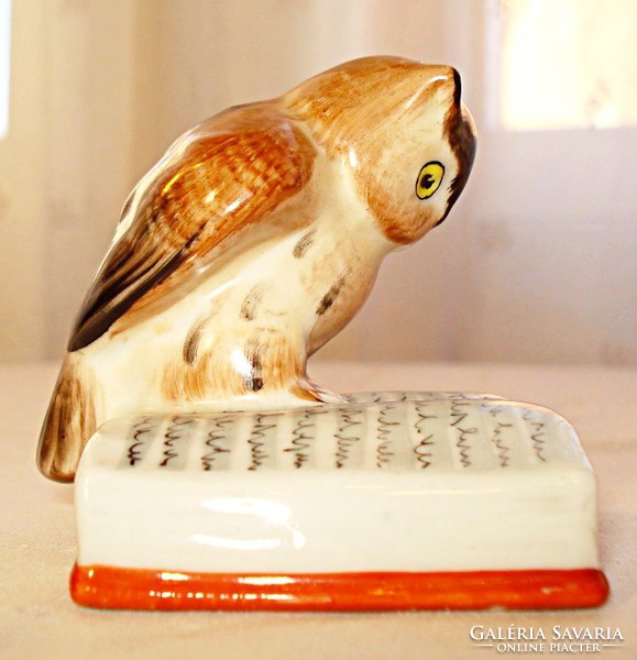 Hand-painted porcelain owl from Kispest