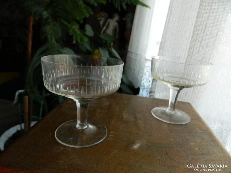 Pair of hand polished antique liquor glasses