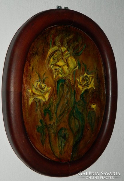 Dr. Pápayné máté erzsébet: the yellow rose - oval fire enamel picture is still open