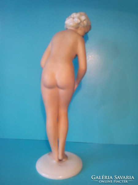 Antique porcelain nude woman marked