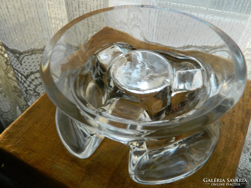 Francia szájjal fújt egyedi  kézimunka üveg asztalközép - hamuzó - hamutál