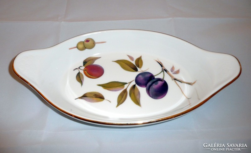 Angol porcelán olivabogyós gyümölcskínáló, asztalközép