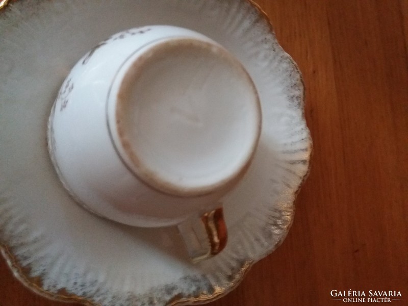 Régi ibolyás sorszámozott porcelán teáskészlet