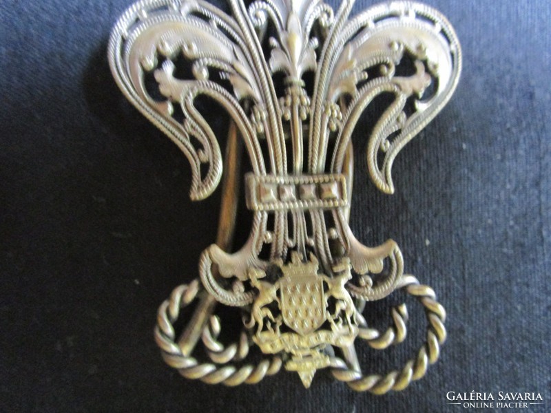 Antique Goldsmith Work Cimeric Desktop Business Card Holder Crown Coat of Arms