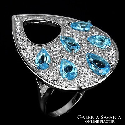 58 As 7.8.Gm genuine blue topaz 925 silver ring
