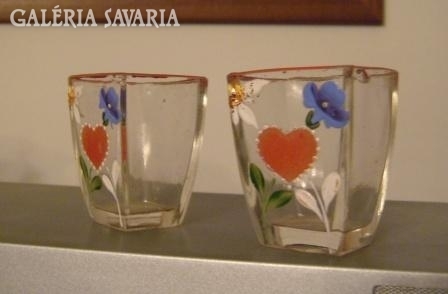 Biedermeier cups - pair of antique hand-painted cups.