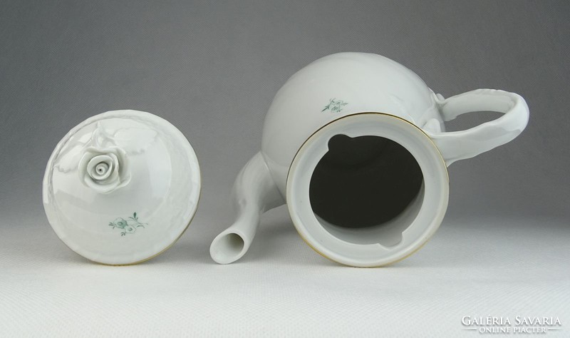 0R338 Régi virágmintás Herendi porcelán teáskanna