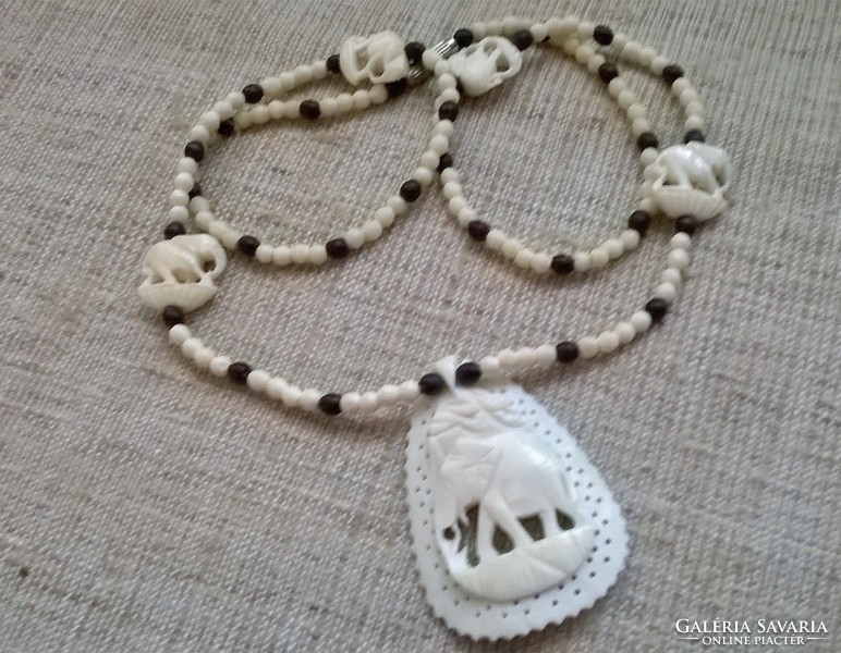 Old carved bone necklace