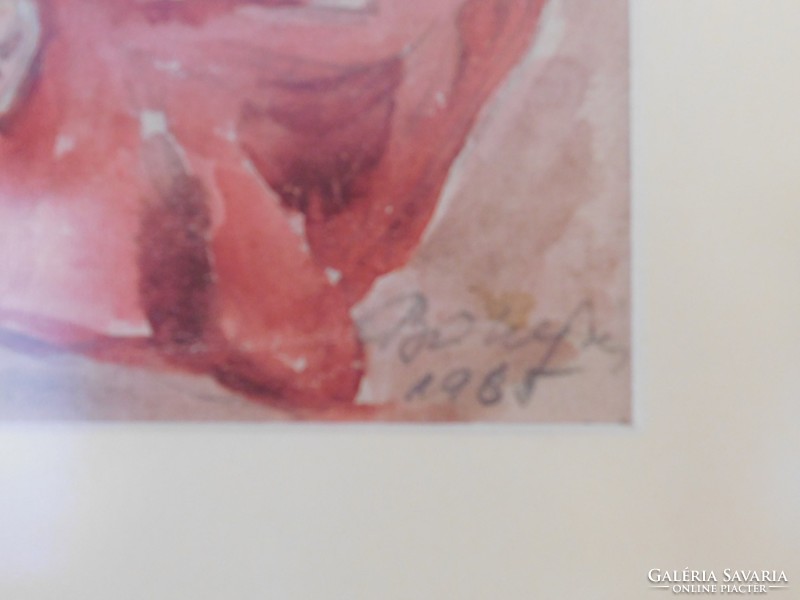 Büky Béla:(1899-1983) Fekvő női akt (akvarell)