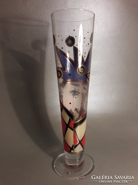 Tatjana Krizmanic design művész üveg váza vagy pohár jelzett